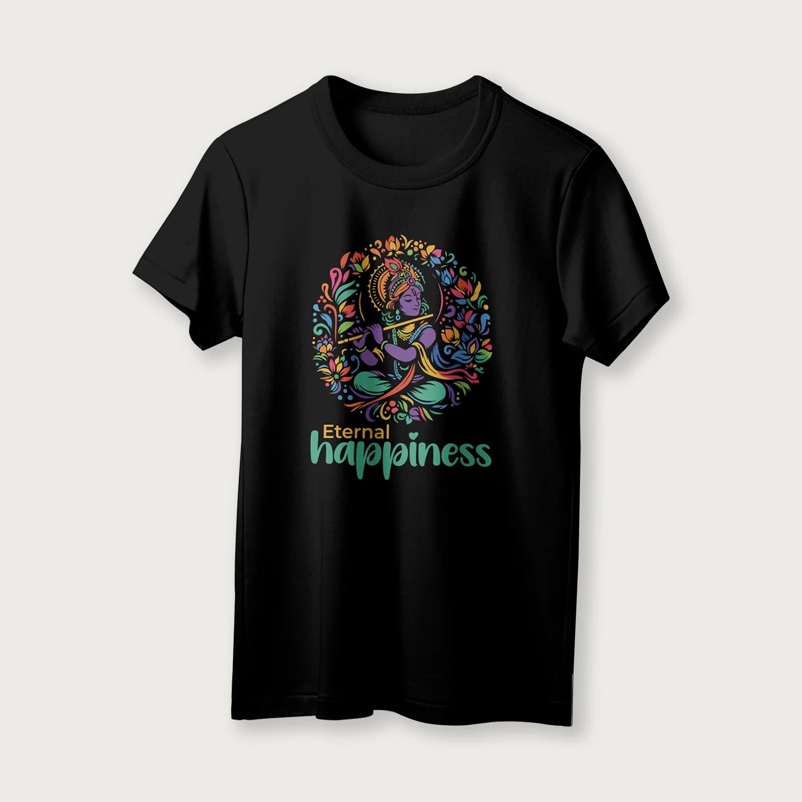 Eternal Happiness | English | Unisex T-Shirt | 100% Cotton | Regular Fit | Spiritual Graphic Tee