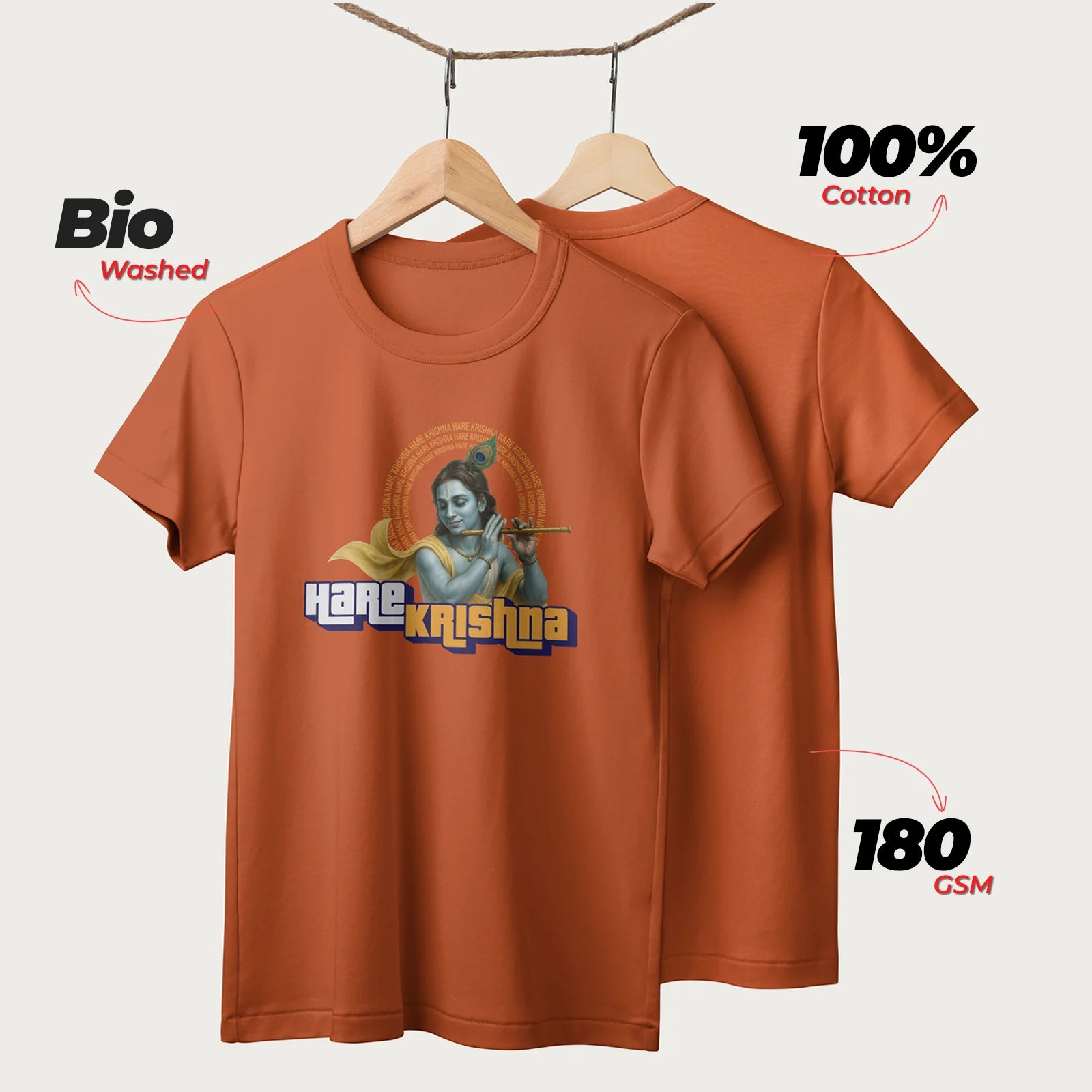 Hare Krishna | English | Unisex T-Shirt | 100% Cotton | Regular Fit | Spiritual Graphic Tee