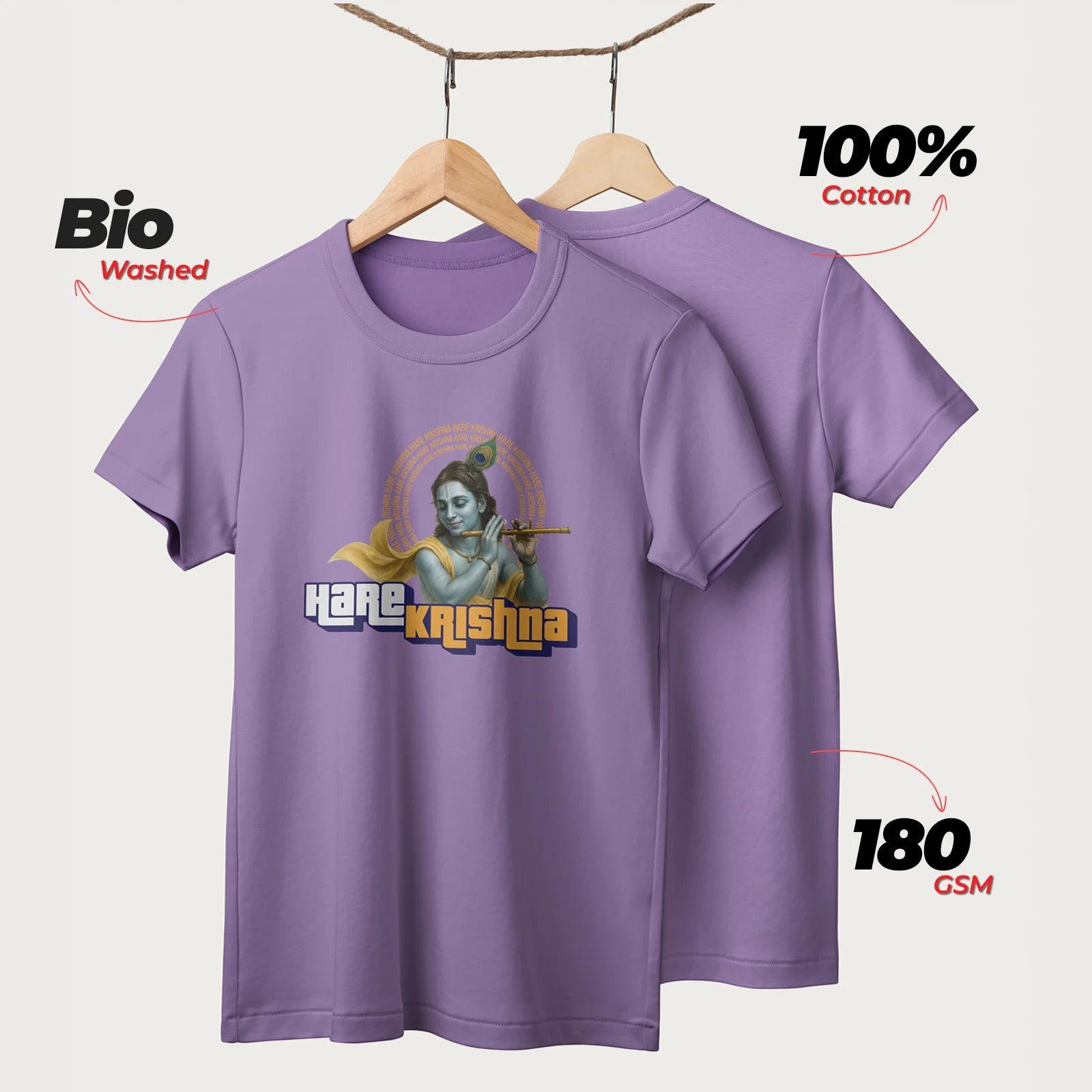 Hare Krishna | English | Unisex T-Shirt | 100% Cotton | Regular Fit | Spiritual Graphic Tee