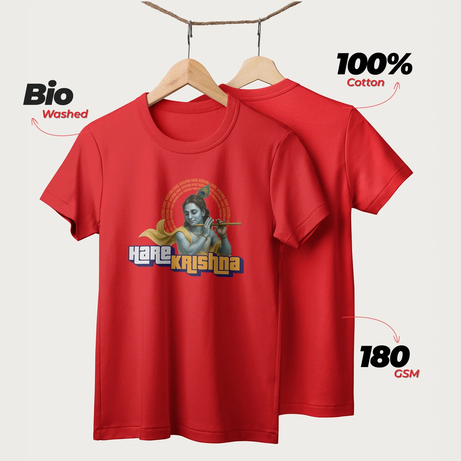 Hare Krishna | English | Unisex T-Shirt | 100% Cotton | Regular Fit | Spiritual Graphic Tee