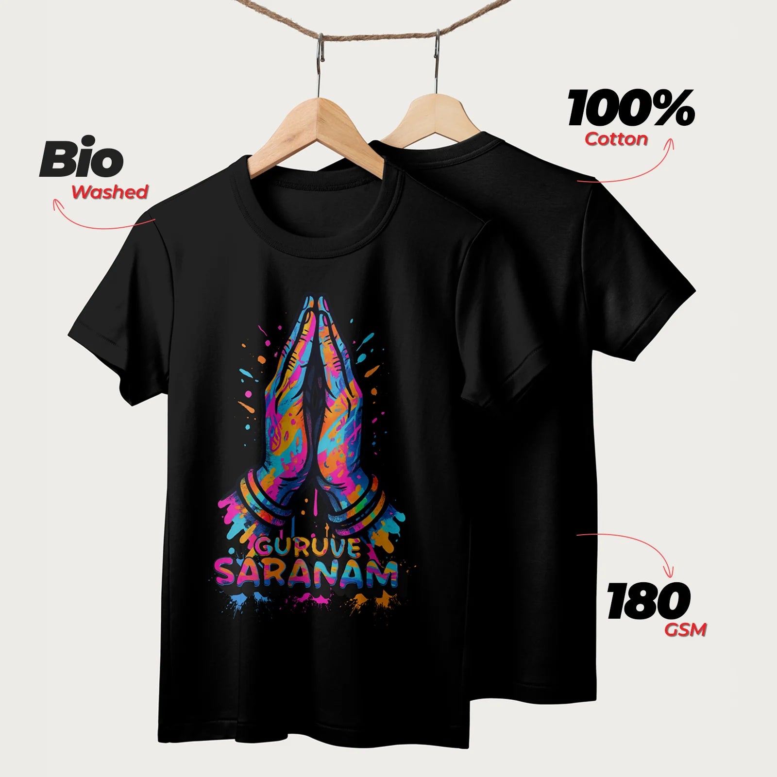 Guruve Saranam | English | Unisex T-Shirt | 100% Cotton | Regular Fit | Spiritual Graphic Tee | D2