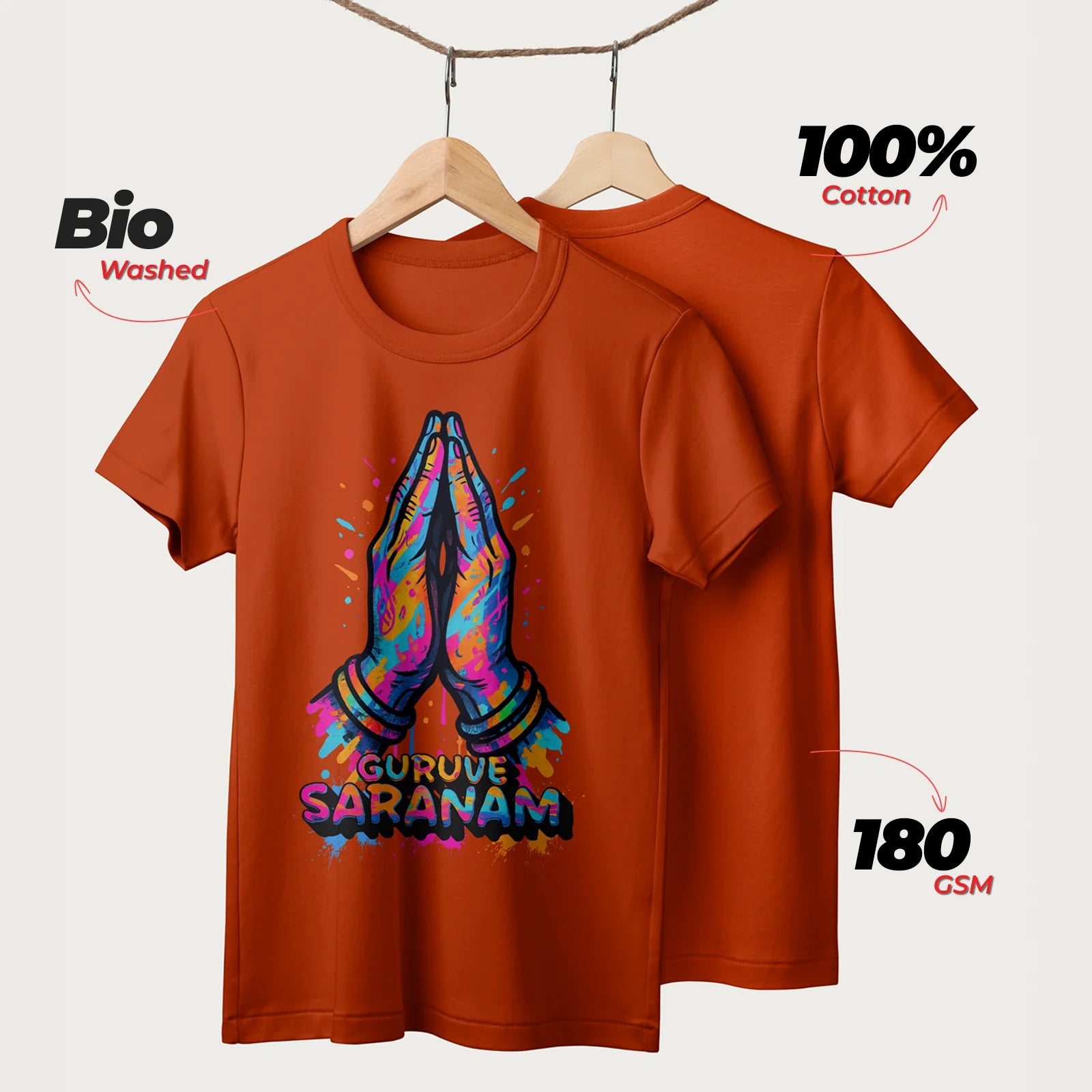 Guruve Saranam | English | Unisex T-Shirt | 100% Cotton | Regular Fit | Spiritual Graphic Tee | D2
