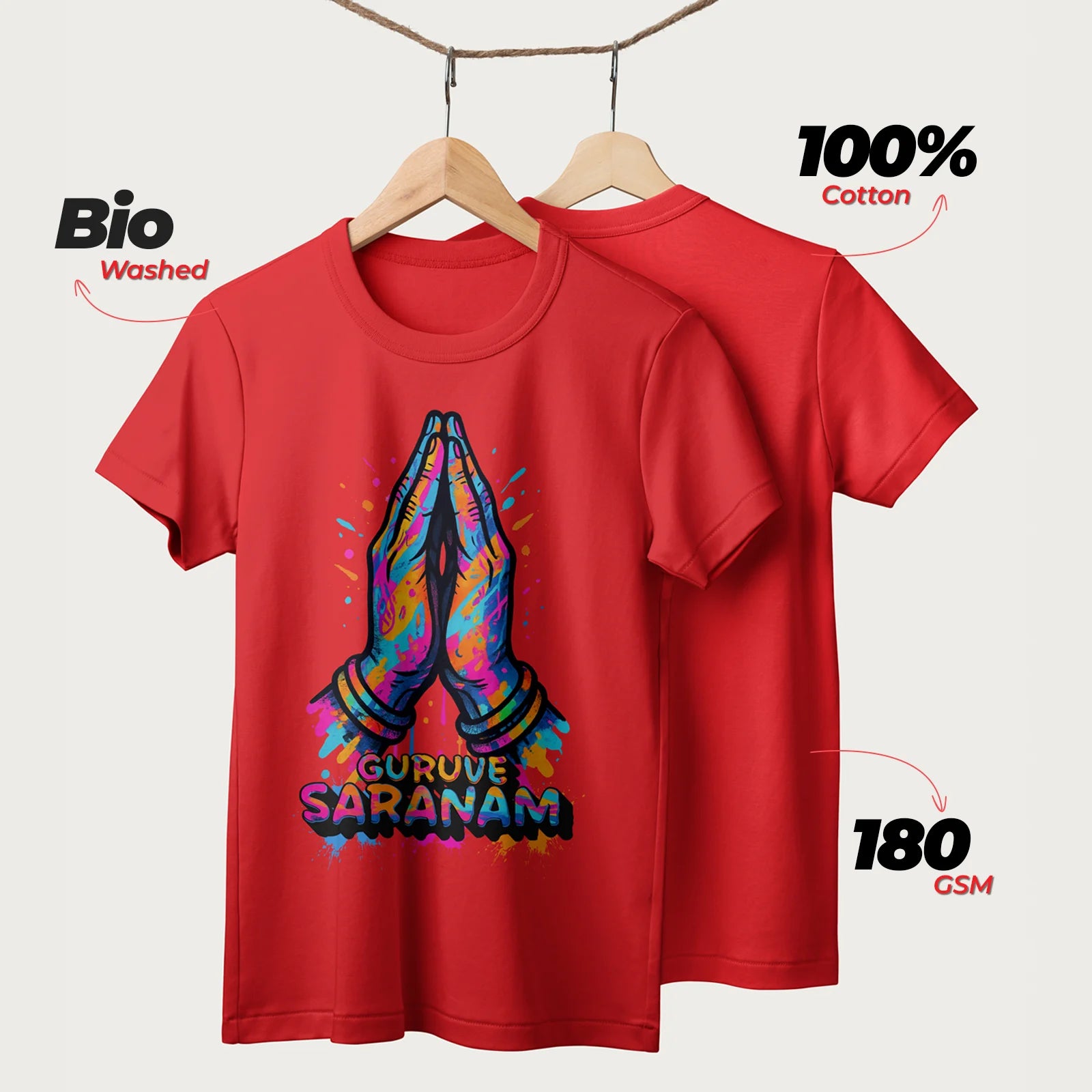 Guruve Saranam | English | Unisex T-Shirt | 100% Cotton | Regular Fit | Spiritual Graphic Tee | D2