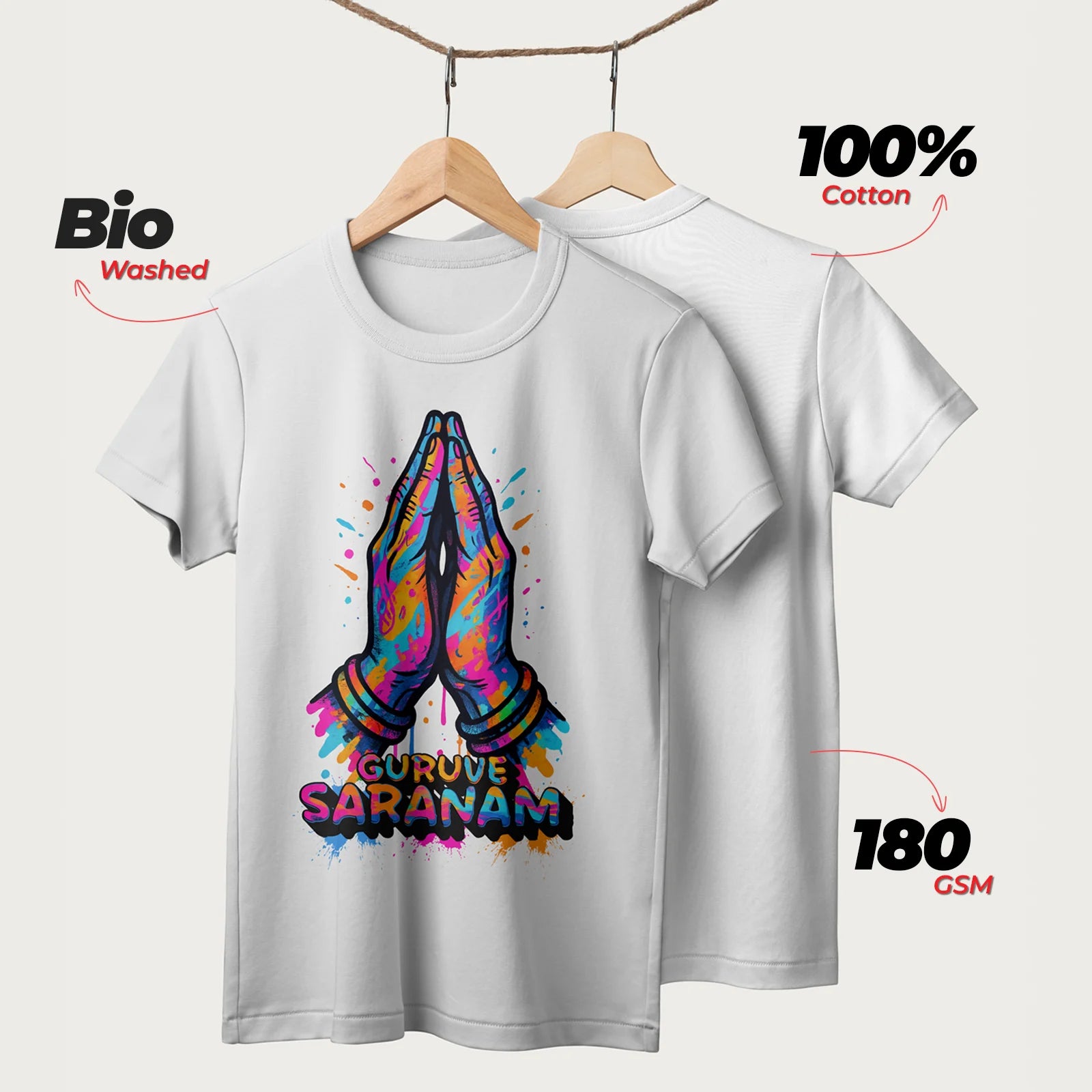 Guruve Saranam | English | Unisex T-Shirt | 100% Cotton | Regular Fit | Spiritual Graphic Tee | D2