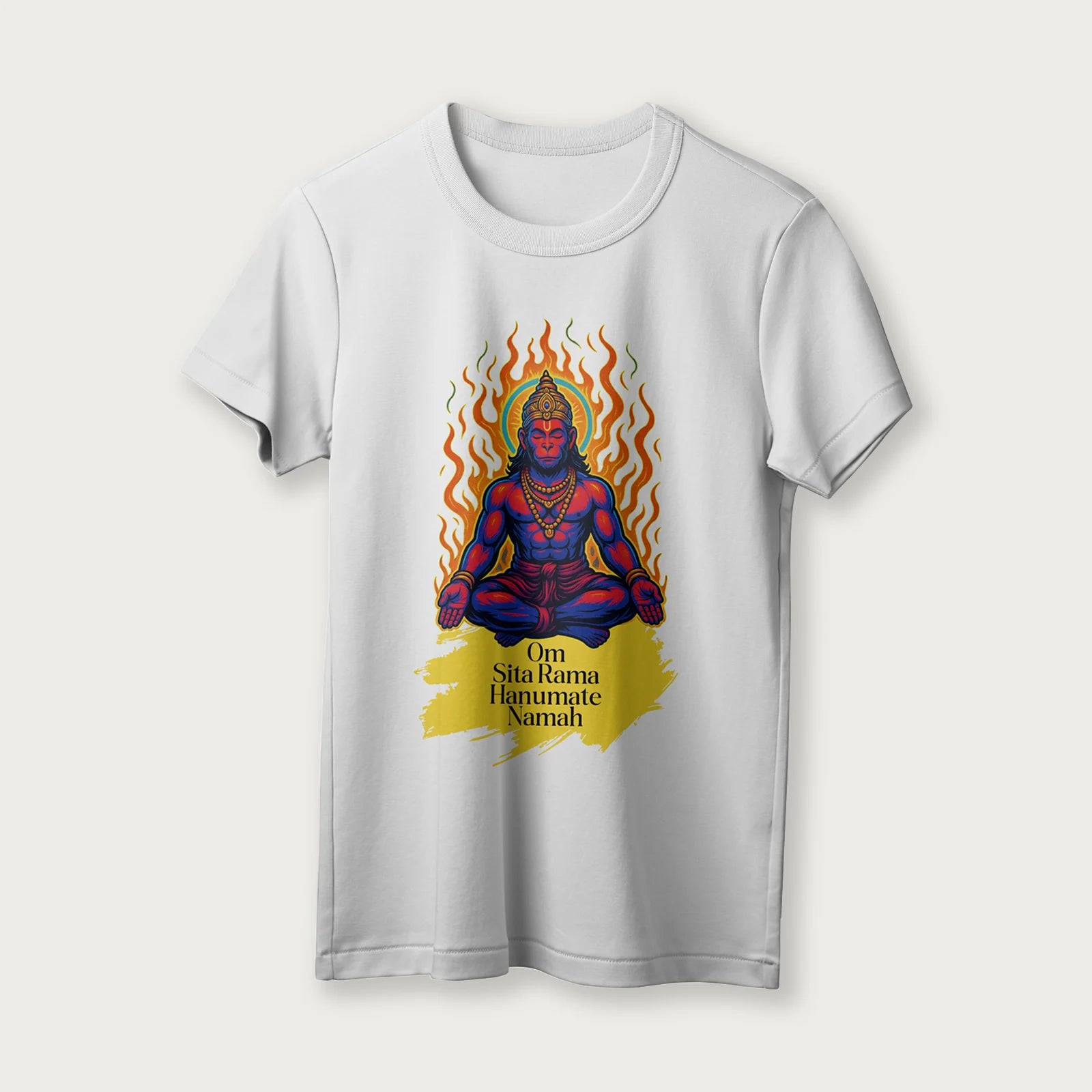 Om Sita Rama Hanumate Namah | English | Unisex T-Shirt | 100% Cotton | Regular Fit | Spiritual Graphic Tee | D1