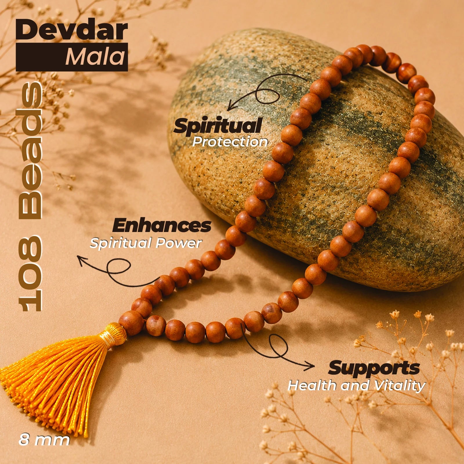 Devadaru Mala 108 beads 8mm copy